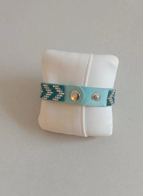 Blauwe kunstleren armband – photo 2